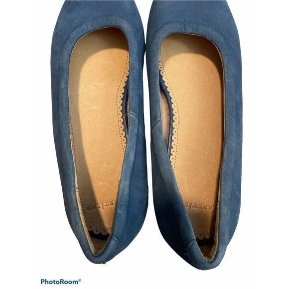 Lands End Womens Size 6.5 D Blue Leather Slip On Round Toe Flats - Picture 4 of 6